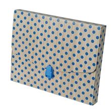 Box na spisy - A4, hnědý s modrým puntíkem, 1 ks