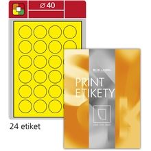 Kulaté etikety S&K Label - fluorescentní žlutá, průměr 40 mm, 2 400 ks