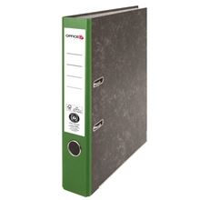 Pákový pořadač Officeo - A4, kartonový, šíře hřbetu 5 cm, mramor, zelený hřbet