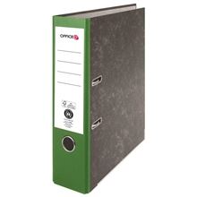 Pákový pořadač Officeo - A4, kartonový, šíře hřbetu 7,5 cm, mramor, zelený hřbet