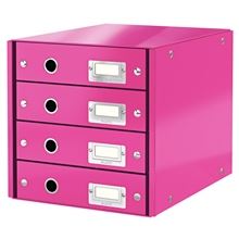 Zásuvkový box Leitz Click&Store WOW - 4 zásuvky, růžová