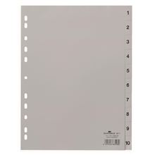 Plastové rozlišovače Durable - A4, šedé, sada 1-10