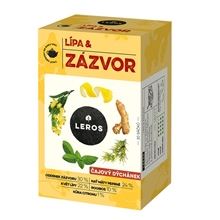 Bylinný čaj Leros - Čajový dýchánek, lípa a zázvor, 20 x 2 g