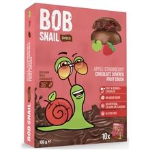 Ovocná pochoutka Bob Snail - jablko-jahoda, v čokoládě, balené 10x 10g, 100g