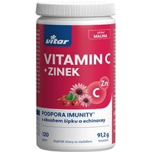 Vitamíny Vitar - vitamín C + zinek, příchuť malinová, 45 tablet