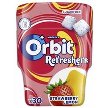 Žvýkačky Orbit Refreshers - jahoda s citrónem, dóza 30 dražé, 67 g