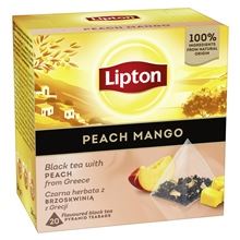 Černý čaj Lipton - pyramidy, příchuť broskve a manga, 20x 1,7 g