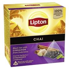 Černý čaj Lipton - pyramidy, příchuť chai, 20x 1,7 g