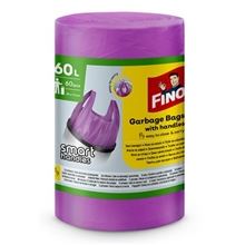 Pytle na odpadky FINO - s uchy, fialové, 60 l, 13 mic, 60 ks