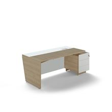 Psací stůl Lenza Trevix - 200,5 x 90 cm, pravý, dub pískový/bílý lesk