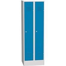 Kovová šatní skříň - 185 x 60 x 50 cm, uzamykatelná, dvoudveřová, modrá