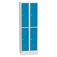 Kovová šatní skříň - 185 x 60 x 50 cm, uzamykatelná, čtyřdveřová, modrá