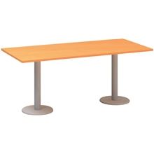 Jednací stůl Alfa 400 - 180 cm, buk Bavaria/stříbrný