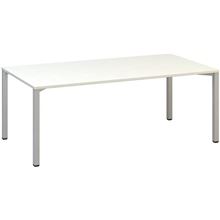 Jednací stůl Alfa 420 - 200 x 100 cm, bílý/stříbrný