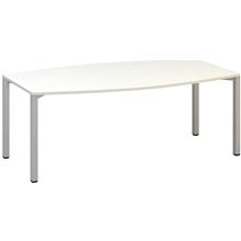 Jednací stůl Alfa 420 - 200 cm, bílý/stříbrný