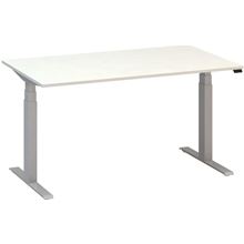 Výškově stavitelný stůl ALFA UP - 140 cm, bílý/stříbrný
