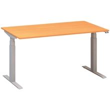Výškově stavitelný stůl ALFA UP - 140 cm, buk Bavaria/stříbrný