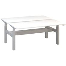 Výškově stavitelný stůl ALFA UP/duotable - 160 cm, bílý/stříbrný