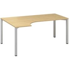 Psací stůl Alfa 200 - ergo, levý, 180 cm, divoká hruška/stříbrný