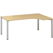 Psací stůl Alfa 200 - ergo, pravý, 180 cm, divoká hruška/stříbrný