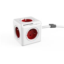 Prodlužovací kabel s rozbočovačem PowerCube Extended 5 zásuvek, 1,5 m - červená