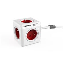 Prodlužovací kabel s rozbočovačem Cubenest PowerCube Extended - 5 zásuvek, 1,5 m, červený