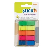 Samolepící záložky Stick'n by Hopax - 45 x 12 mm, neonový mix, 5 x 40 lístků