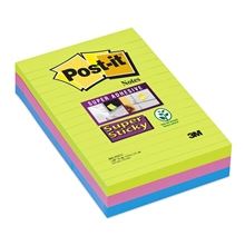 Samolepící bloček Post-it XXL - 101 x 152 mm, linkovaný, mix barev, 3 x 100 lístků