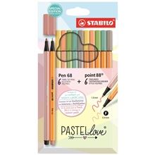 Kreativní sada STABILO Pastellove, linery poit 88+ fixy Pen 68, 12 ks