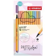 Liner STABILO point 88 Pastellove - 0,4 mm, sada 12 barev