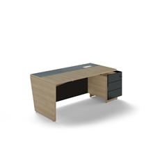 Psací stůl Lenza Trevix - 200,5 x 90 cm, pravý, dub pískový/černý lesk
