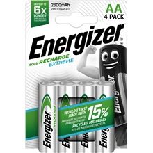 Nabíjecí baterie Energizer Extreme - AA, 2300 mAh, přednabité, 4 ks