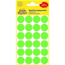Kulaté etikety Avery Zweckform - neon zelené, průměr 18 mm, 96 ks