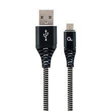 Datový kabel Gembird USB 2.0 - AM na MicroUSB (AM/BM), 1m, opletený, černo-bílý, blister, PREMIUM QU