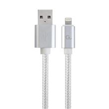 Datový kabel Gembird USB 2.0 - Lightning, opletený, 1,8m, stříbrný