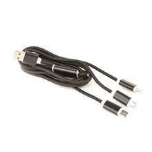 Nabíjecí kabel Gembird - USB A Male/Micro B + Type-C + Lightning, 1m, opletený, černý