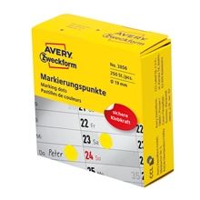 Kulaté etikety v zásobníku Avery Zweckform - žluté, průměr 19 mm, 250 ks