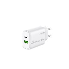 Nabíjecí adaptér MediaRange - 2 USB výstupy, USB-A, USB-C, bílý