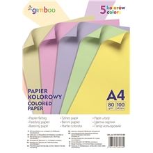 Barevné papíry Gimboo A4 - složka 100 listů, 5 pastelových barev
