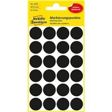 Kulaté etikety Avery Zweckform - černé, průměr 18 mm, 96 ks