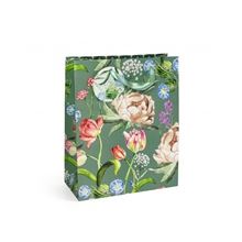 Dárková taška - L, 32 x 26 cm, pivoňky a tulipány, 5 ks