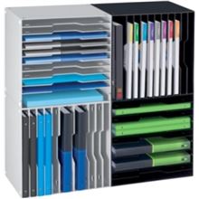 Odkladací box CubiCep, 12 přihrád., sv. šedý