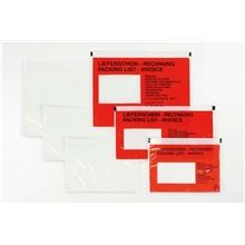 Kapsy na zásilky DL - samolepicí, průhledné s červenou, 250 ks