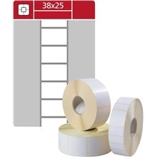 Etikety na kotoučku S&K Label - termotransferové, bílé, 38 x 25 mm, 3 000 ks
