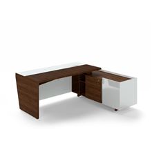 Psací stůl Lenza Trevix - 200,5 x 180 cm, pravý, dub Charleston/bílý lesk