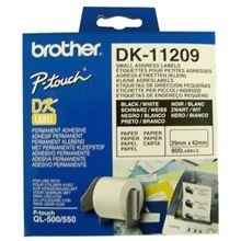 Samolepicí štítky Brother QL - DK-11209, 29 x 62 mm, papírové, s černým tiskem, bílé