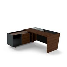 Psací stůl Lenza Trevix - 200,5 x 180 cm, levý, dub Charleston/černý lesk
