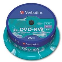 DVD-RW Verbatim - přepisovatelné, cake box, 25 ks