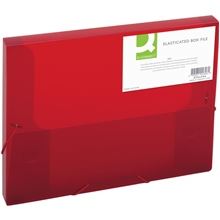 Box na spisy s gumičkou Q-Connect - A4, transparentně červený, 2,5 cm
