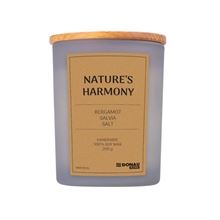 Sójová svíčka ve skle, dřevěné víčko a knot, Nature's Harmony, 200g